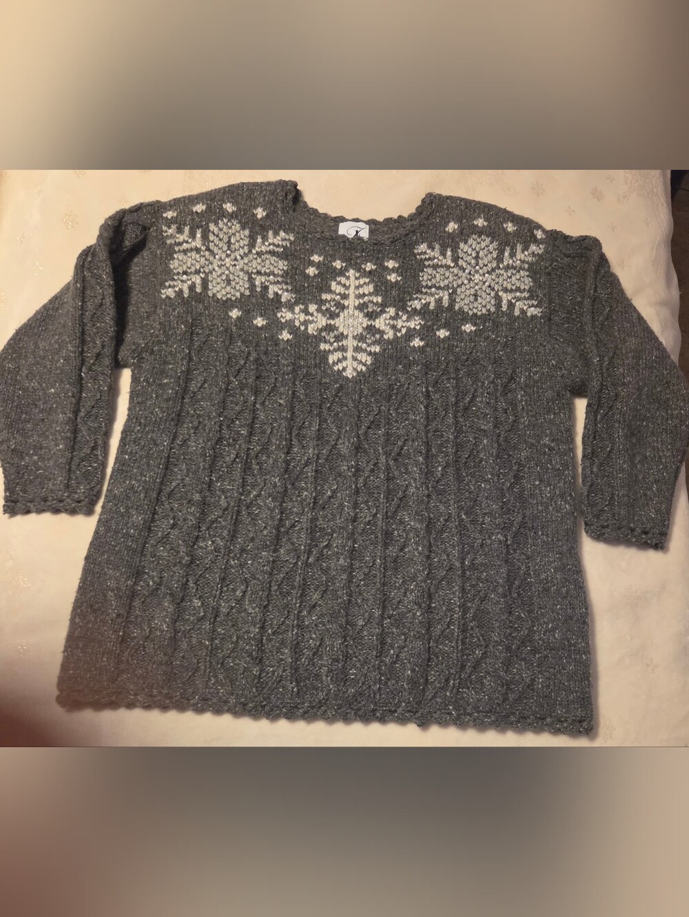 EUC Vtg JK America Wool Angora blend Heavy! cable knit Sweater Women's 18/20
